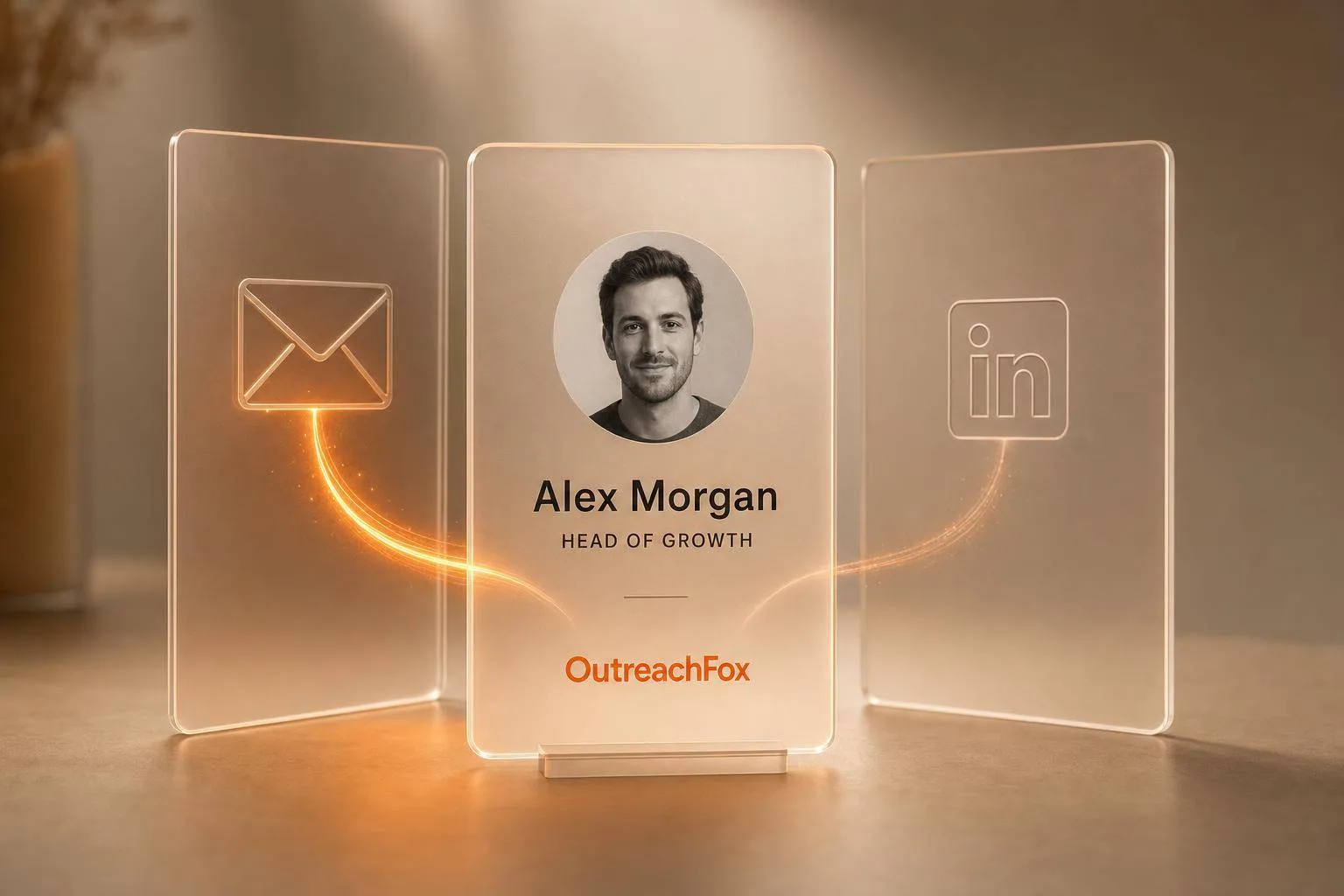 Split screen showing AI-powered email and LinkedIn message personalization workflow