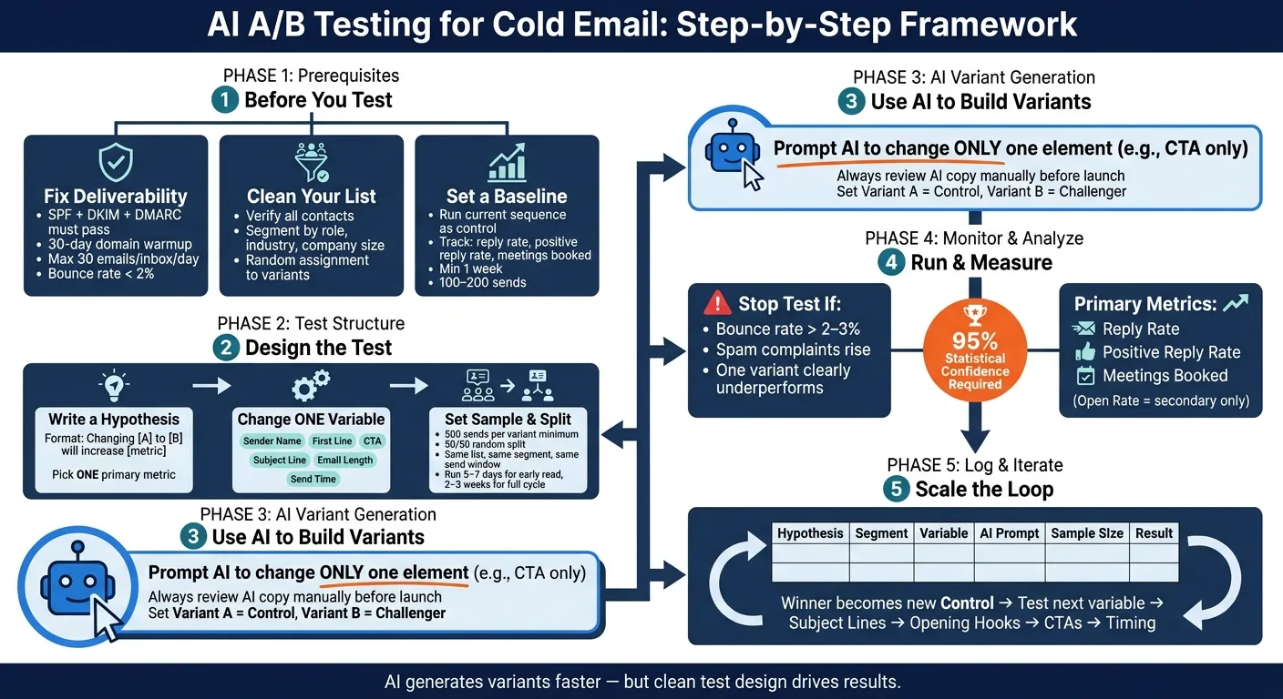 AI A/B Testing for Cold Email: Step-by-Step Framework
