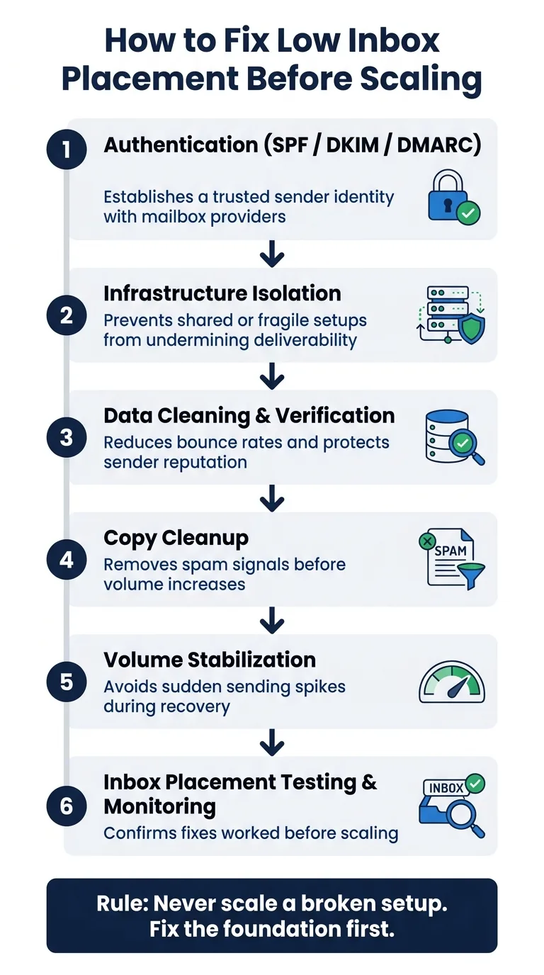 Email Inbox Placement: 6-Step Fix Order Before Scaling