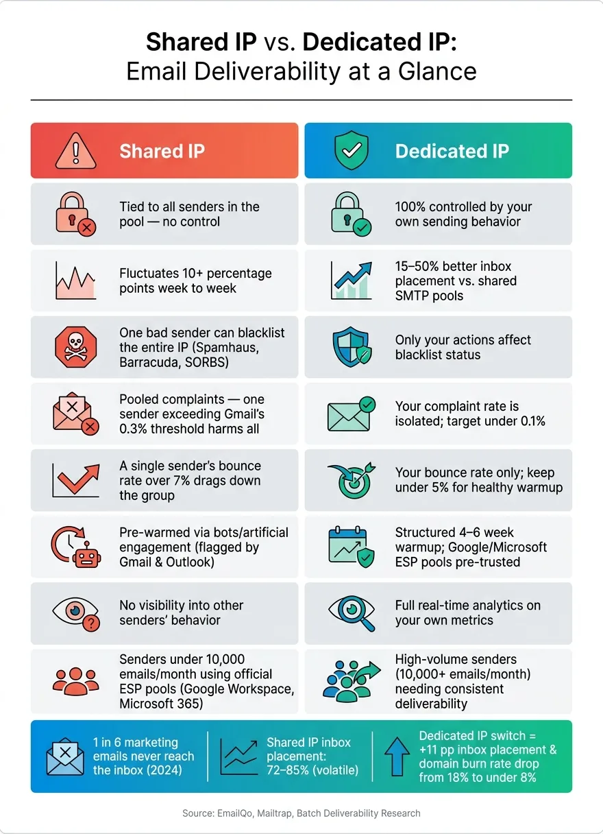Shared IP vs. Dedicated IP: Email Deliverability Comparison