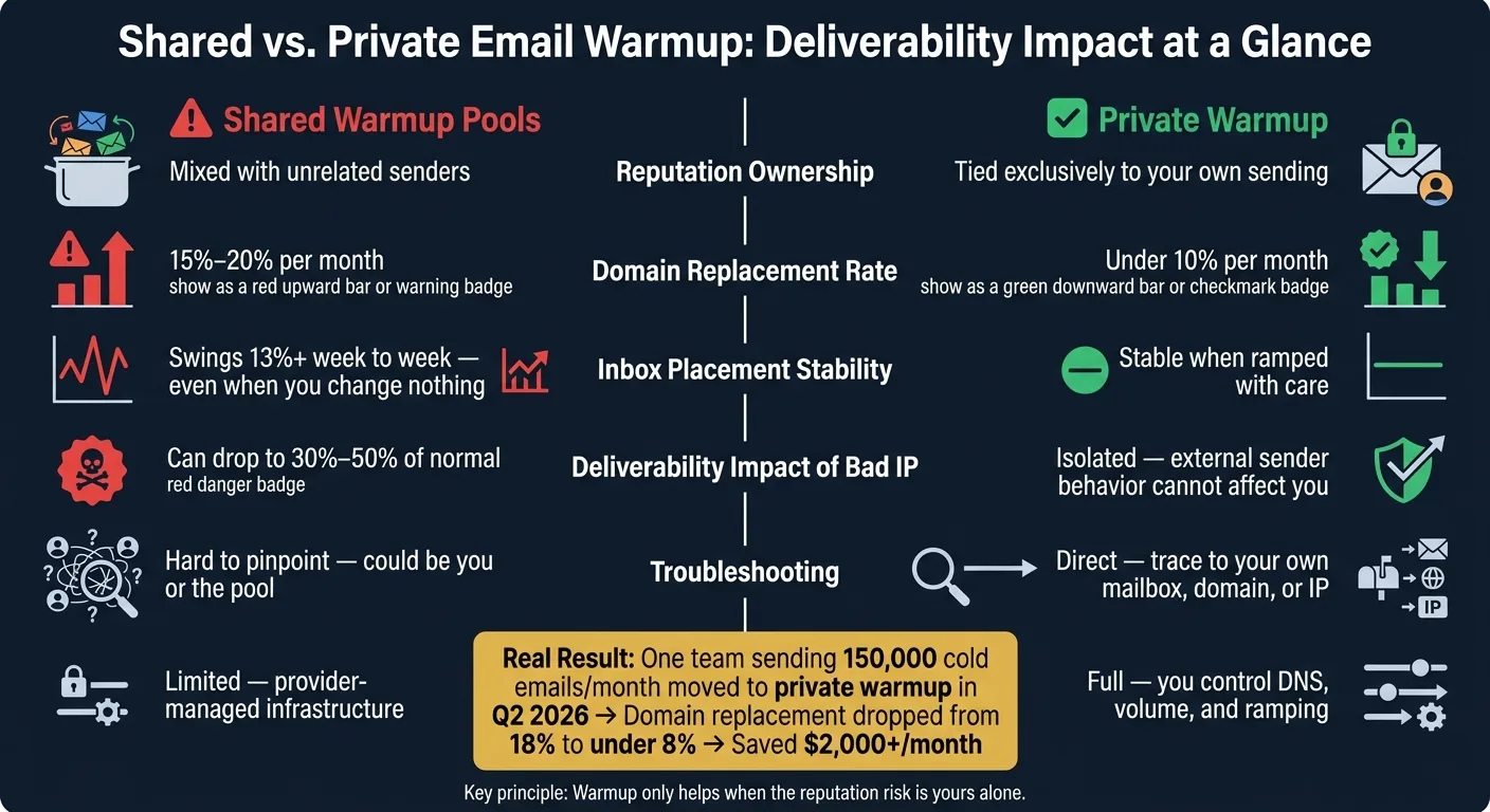 Shared vs. Private Email Warmup: Deliverability Impact at a Glance