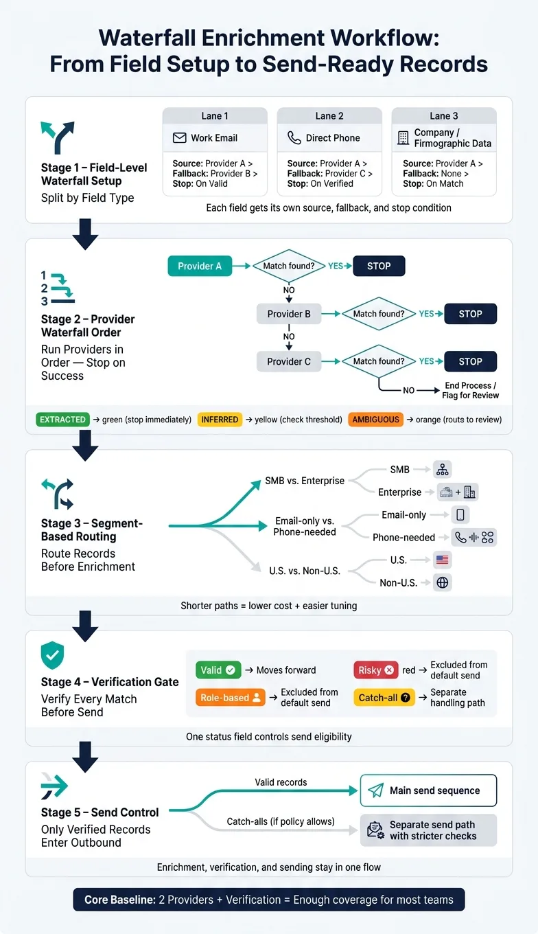 Waterfall Enrichment Workflow: From Field Setup to Send-Ready Records