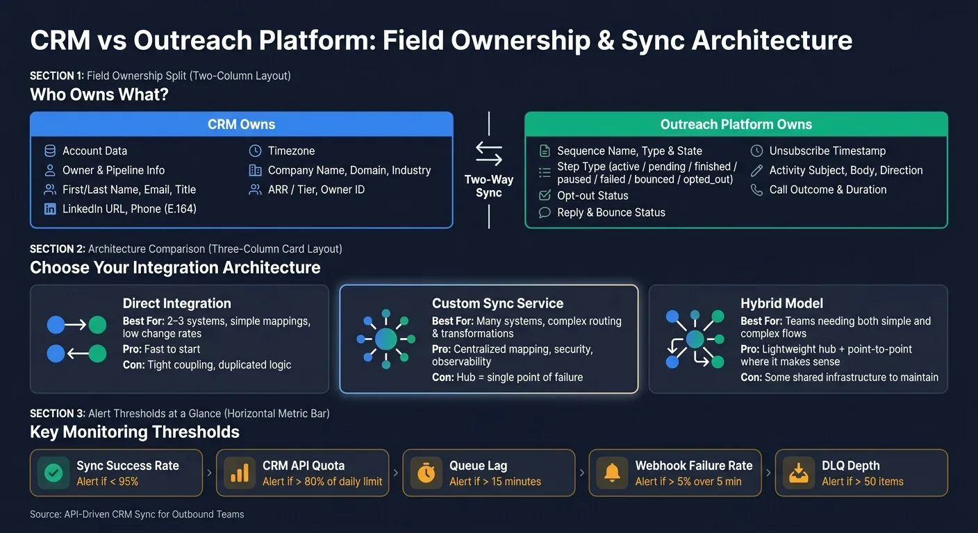 CRM vs Outreach Platform: Field Ownership & Sync Architecture