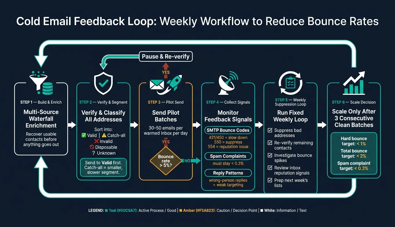 Cold Email Feedback Loop: Weekly Workflow to Reduce Bounce Rates