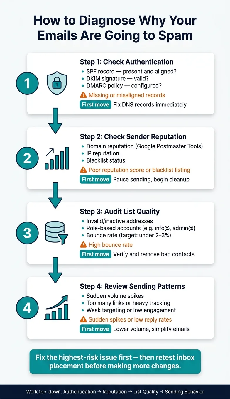 How to Fix Emails Going to Spam: 4-Step Diagnostic Framework
