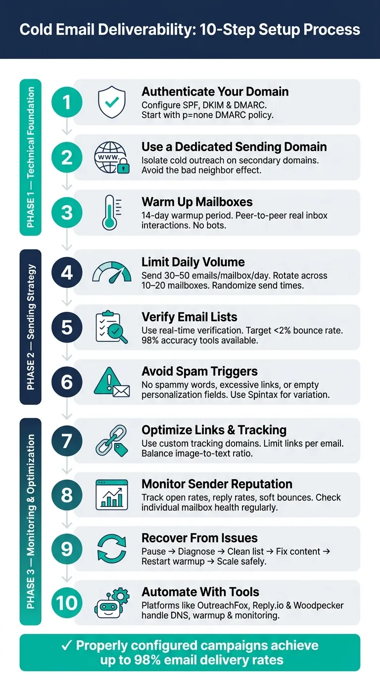 Cold Email Deliverability: 10-Step Setup Process