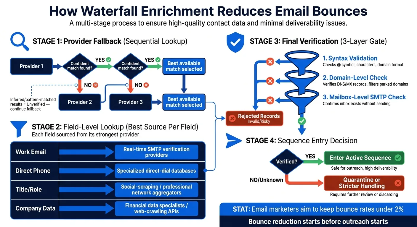 How Waterfall Enrichment Reduces Email Bounces: Step-by-Step